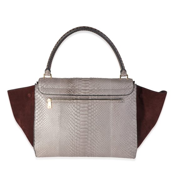 Celine Gray Python & Burgundy Suede Medium Trapeze Bag - Picture 3 of 7